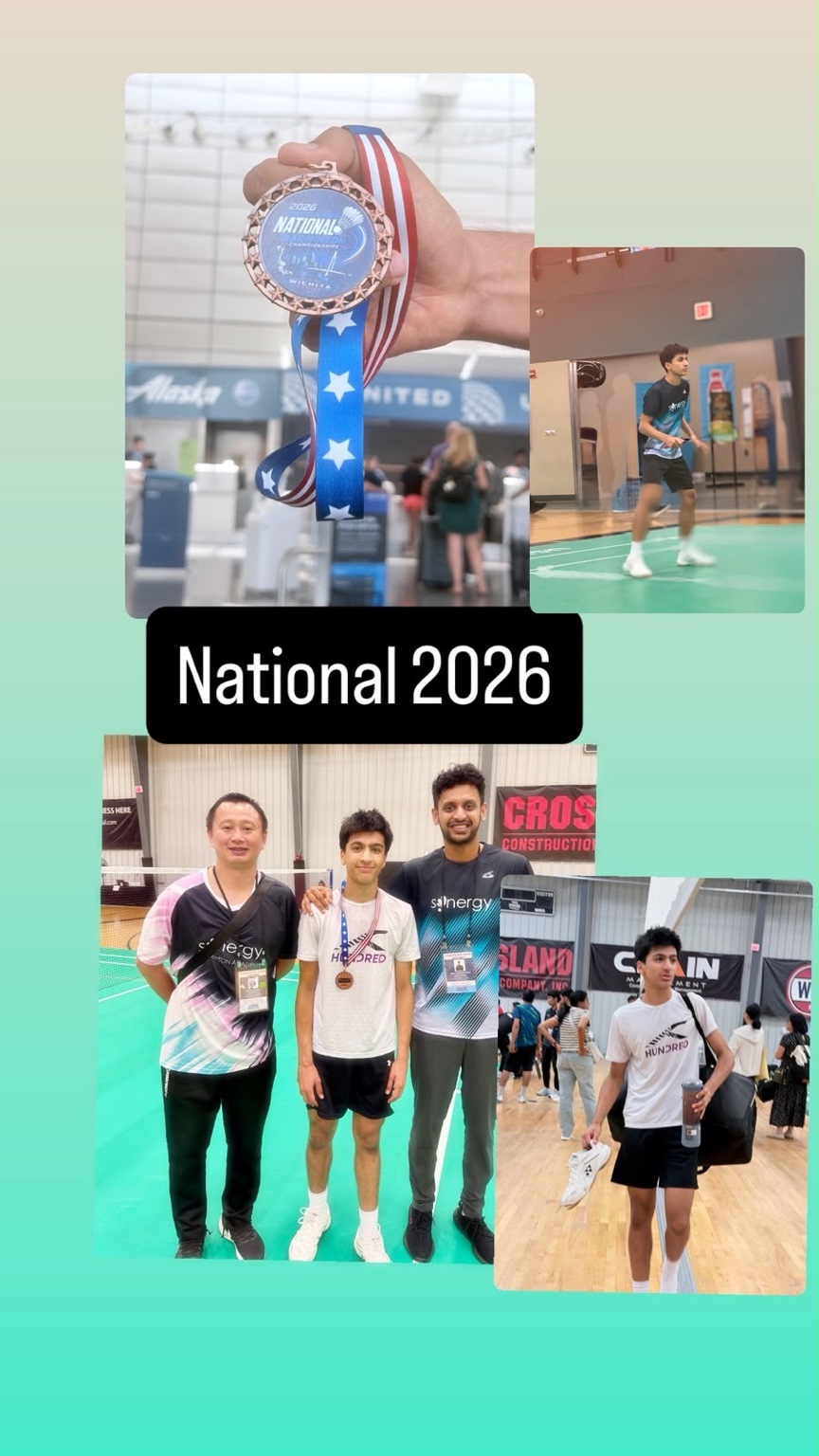 Photo montage of Aarav at the 2026 Junior Nationals