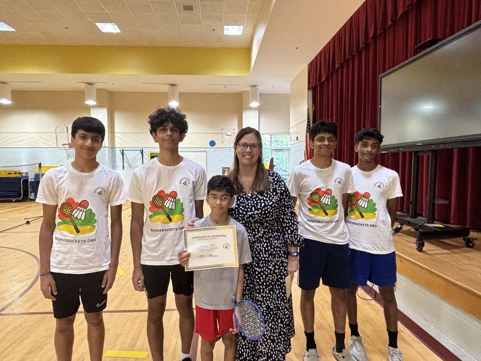 Rookie Rackets team at a badminton workshop in a school gym