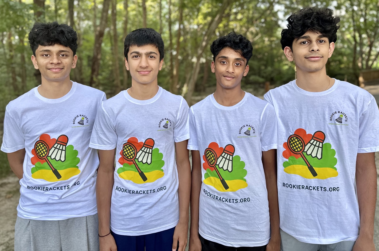 Four core youth leaders of Rookie Rackets standing together