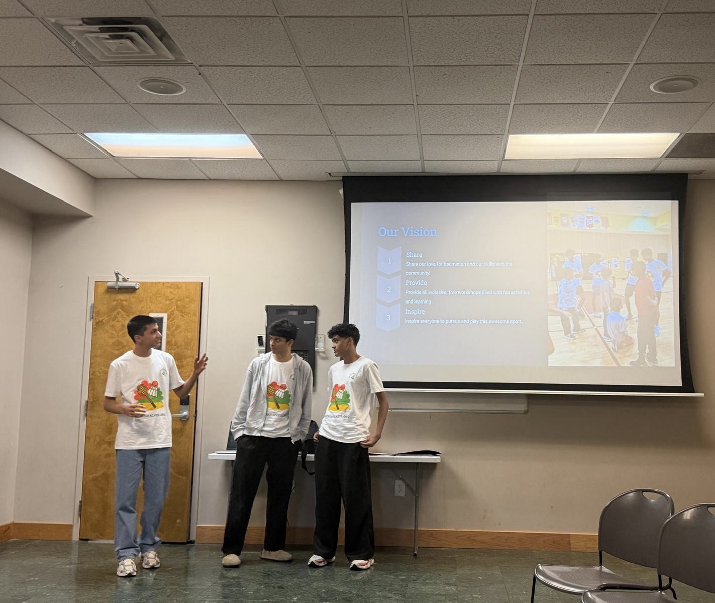 Aarav and Rookie Rackets youth leaders delivering their first presentation for the Vibha collaboration
